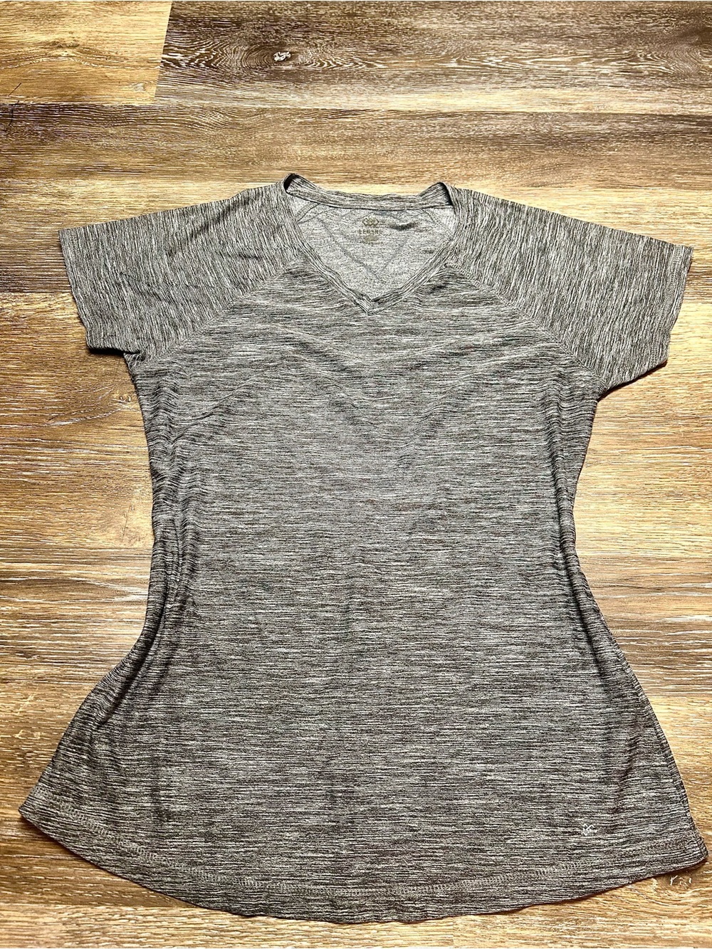 Athletic Gray Marled V-Neck Workout Tee